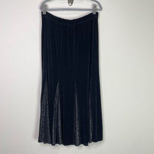Chico's Travelers Slinky Black & Silver Maxi Skirt Women's Size XL/16 (3)